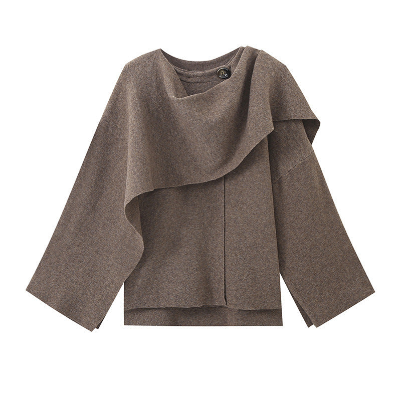 Fashion Women's Wear Asymmetric Scarf Loose Knitted Jacket