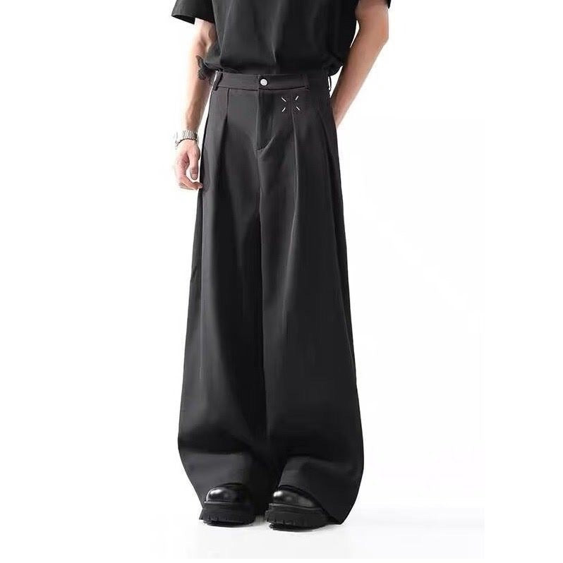 Black Men's Wide Leg Loose Leisure Professional Suit Pants