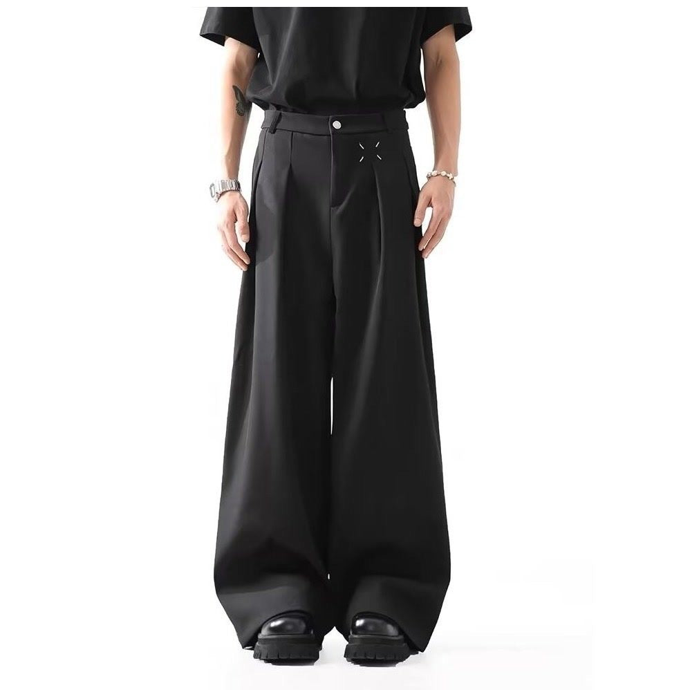 Black Men's Wide Leg Loose Leisure Professional Suit Pants